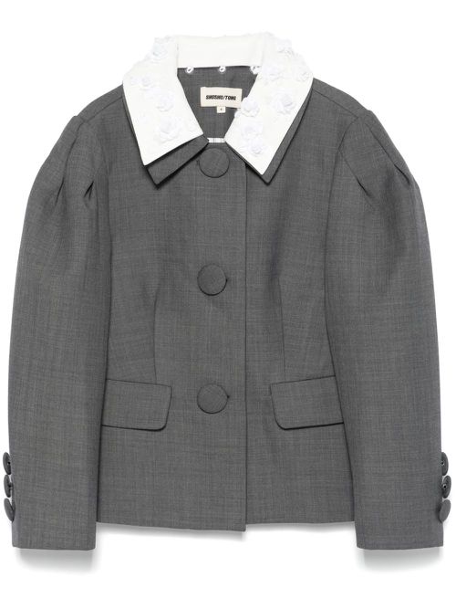 Sequinned-collar jacket - Grey