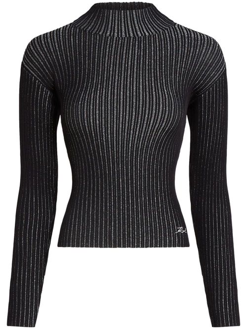 Striped knitted top - Black