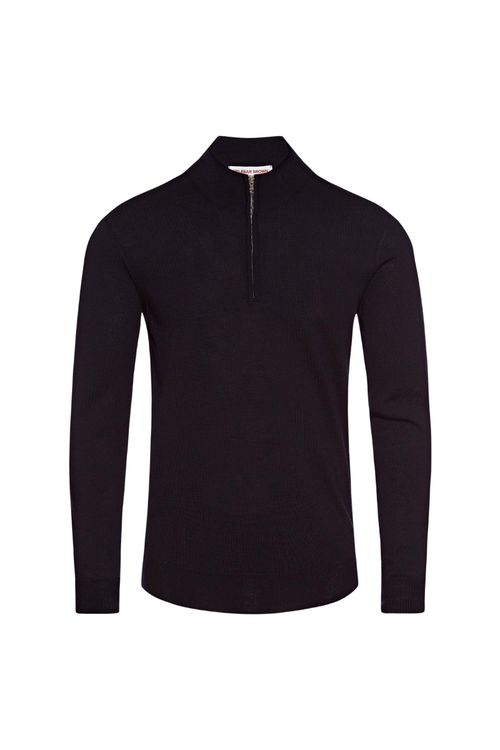 Half-Zip Merino Wool Sweater — Navy