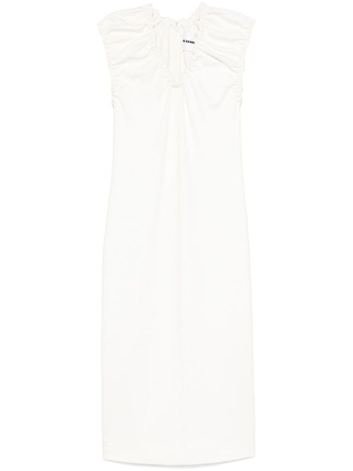 Gathered midi dress - White