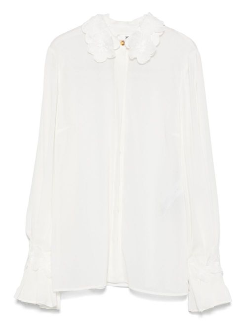 Elisabetta Franchi floral-embroidered georgette shirt - White