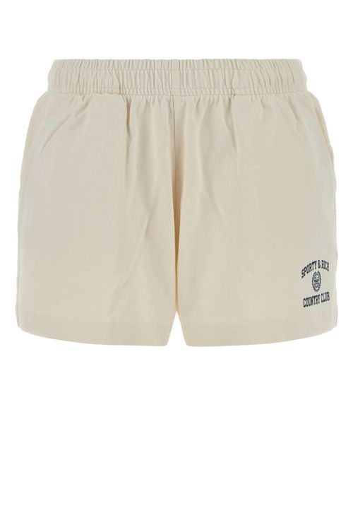 Ivory Cotton Shorts Ecru Exterior - Women