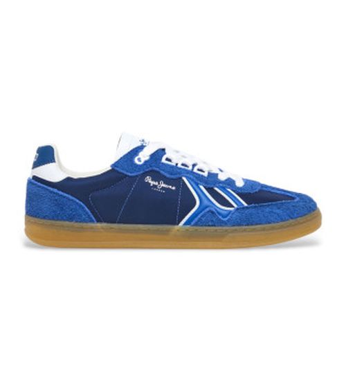 Pepe Jeans for man. PMS00040 Ball fun leather shoes blue (43), Flat, Laces, Casual