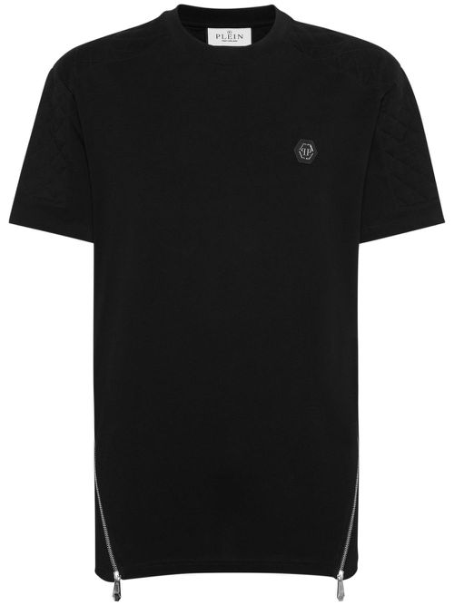 Zip-detail cotton T-shirt - Black