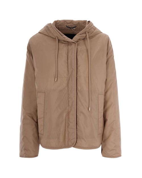 Beige Solid Hood Jacket