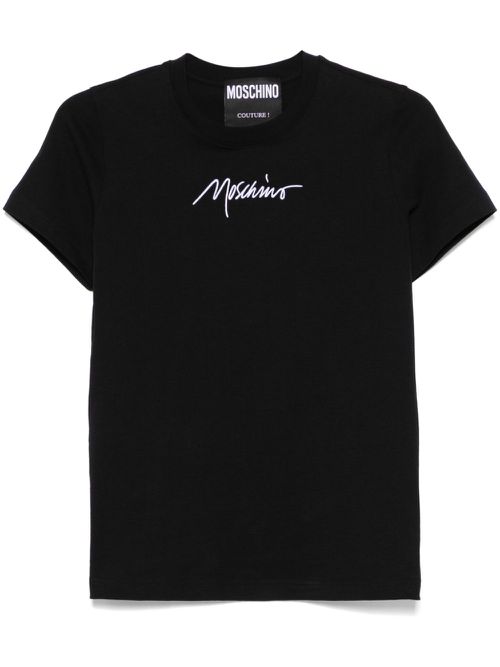 Logo-embroidered T-shirt - Black