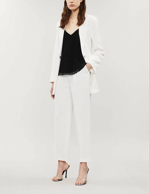 High Rise Woven Suit Pants In White