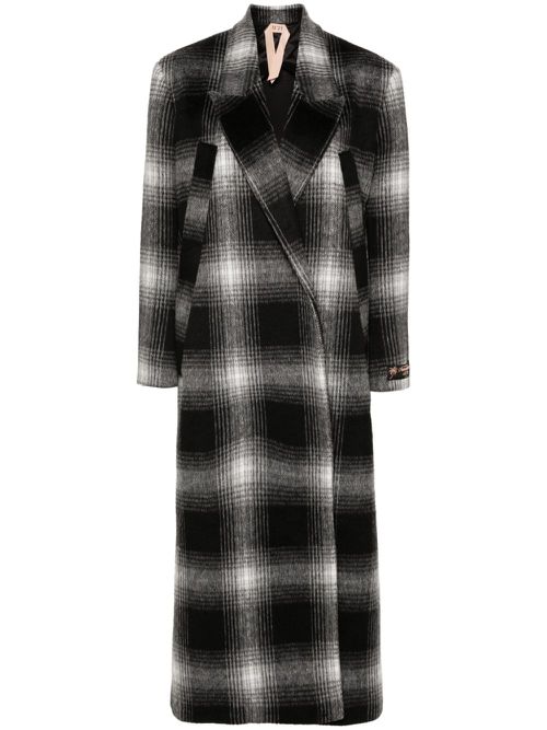 Plaid-check coat - Black