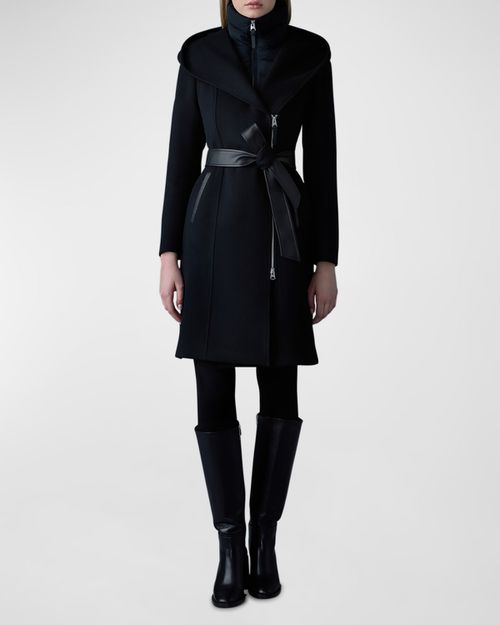 Shia 2-in-1 Double-Face Wool Coat with Removable Bib