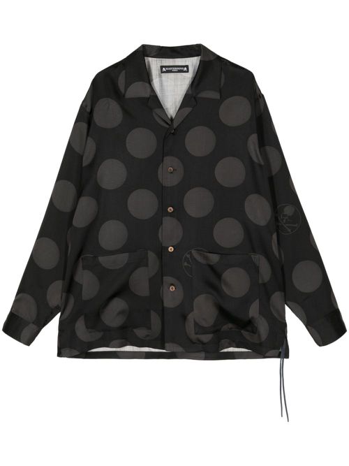 Polka-dot silk shirt - Black