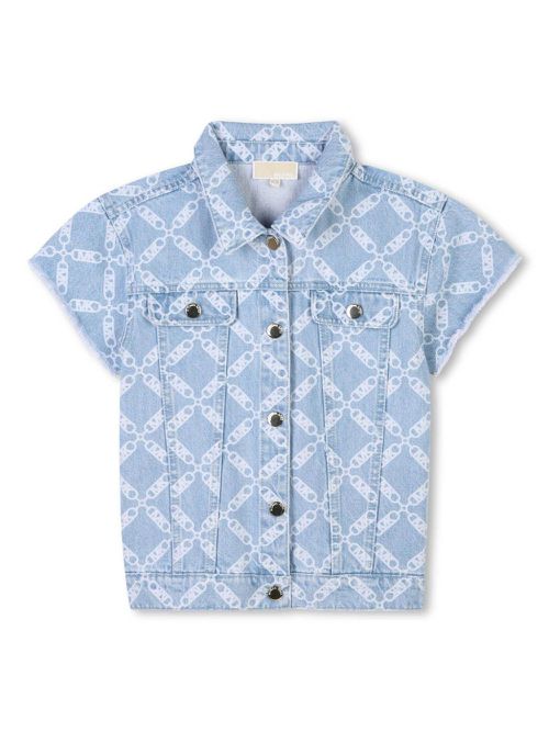 Monogram-pattern denim jacket - Blue