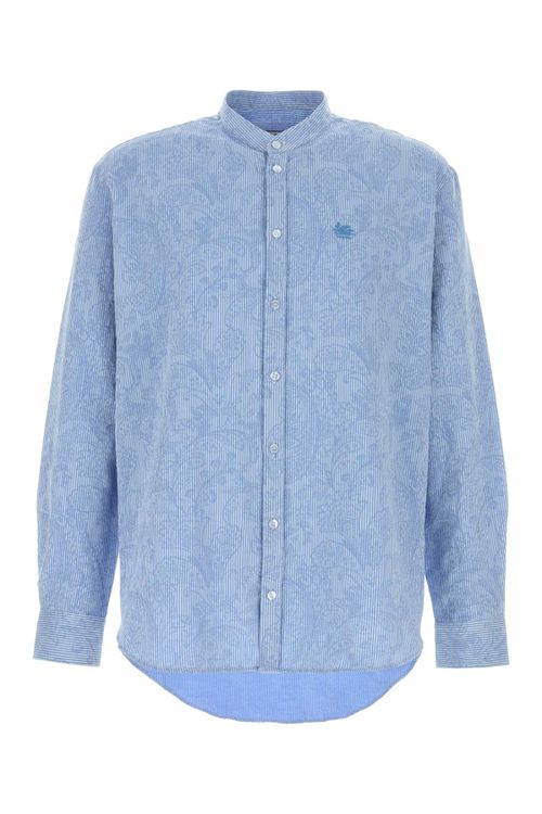 Striped Cotton Shirt — Blue
