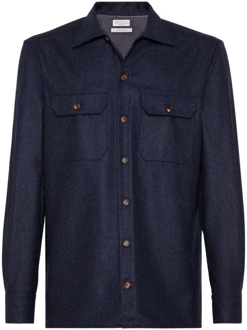 Long-sleeve flannel overshirt - Blue
