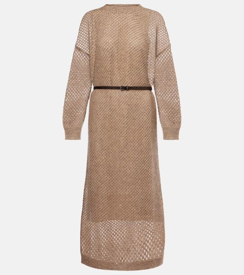 Belted knitted midi dress