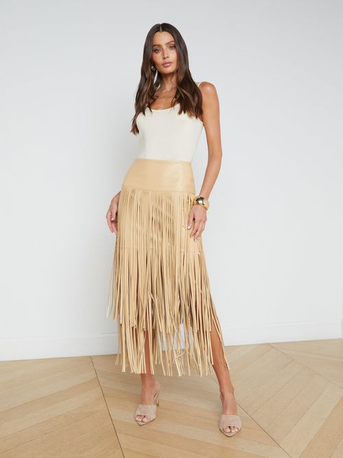 Karolina Fringe Skirt In Croissant