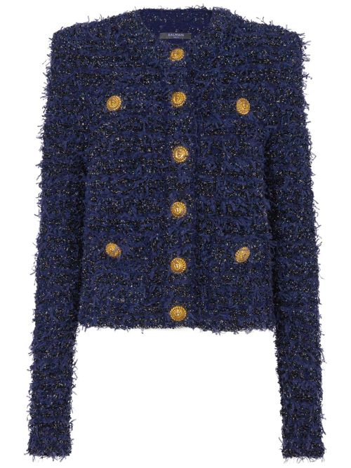Buttoned tweed jacket - Blue