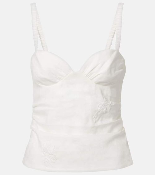 Alessandra embroidered linen top