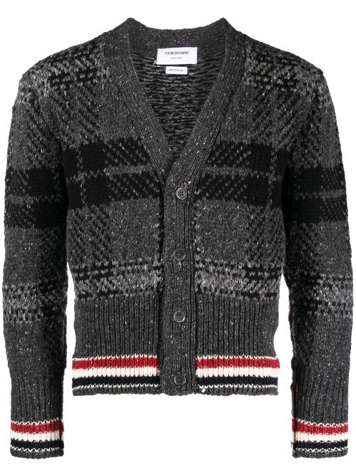 Tartan-check pattern cardigan - Grey