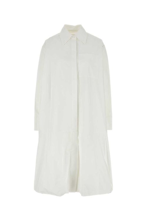 White poplin shirt dress