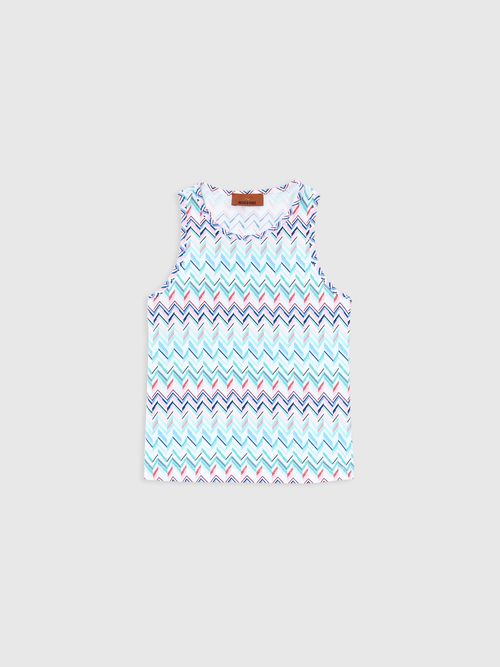 Missoni - Tank top with zig zag motif, Girl, White