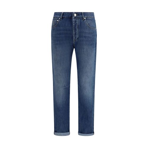 Cotton Straight-Leg Jeans — Blue