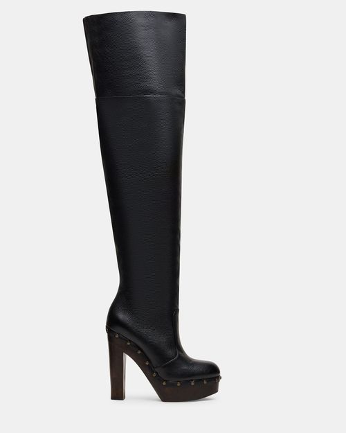 Steve Madden Women's Delmira Block Heel Boots - Black - - Leather