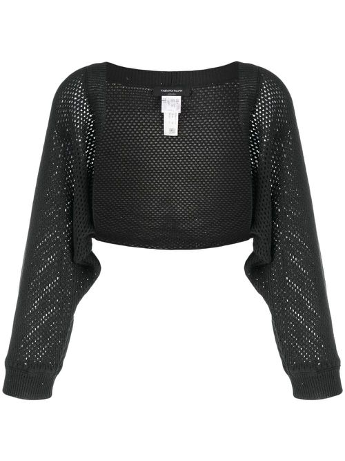 Open-knit cropped cardigan - Green