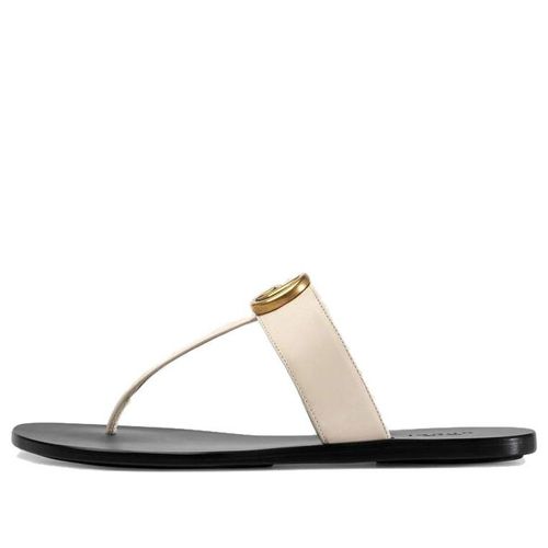 (WMNS) Thong Sandal With Double G 'White Leather'