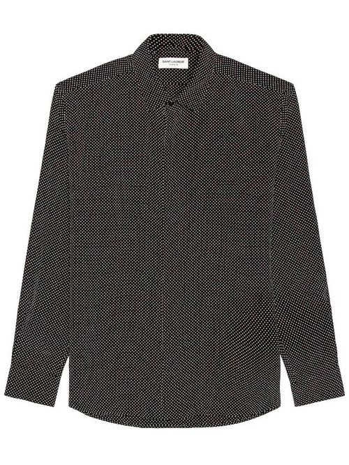 Yves collar dot-print shirt - Black