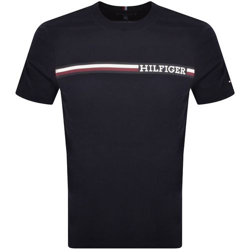 Monotype Chest Stripe T Shirt Navy