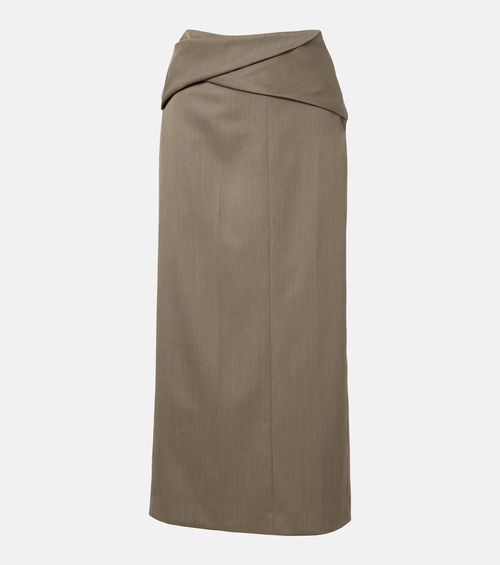 Wool-blend midi skirt