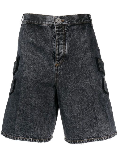 Acid-wash denim shorts - Blue