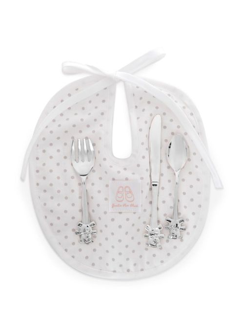 English Trousseau Kids 키즈 bib cutlery set baby gift - Neutrals CUTLERYANDBIBNEUTRAL