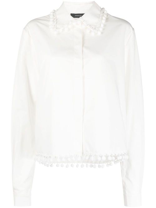 Embellished long-sleeve shirt - White