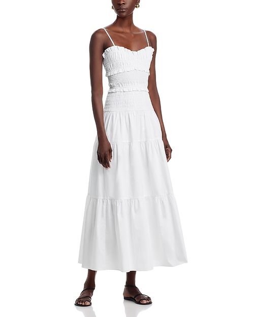 Smocked Cotton Poplin Maxi Dress