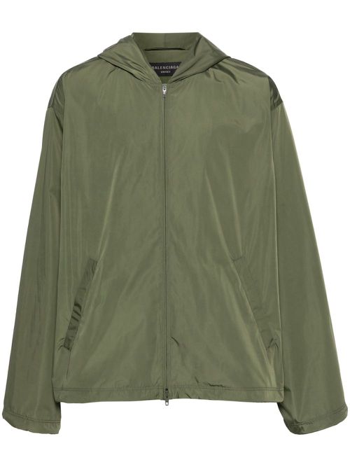 Logo-print hooded jacket - Green