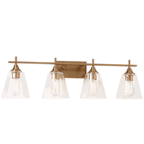 Aged Gold Brass Four Light Wall Sconce from the Hollis Collection