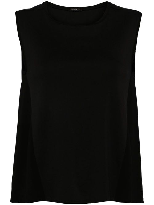 Round-neck sleeveless top - Black