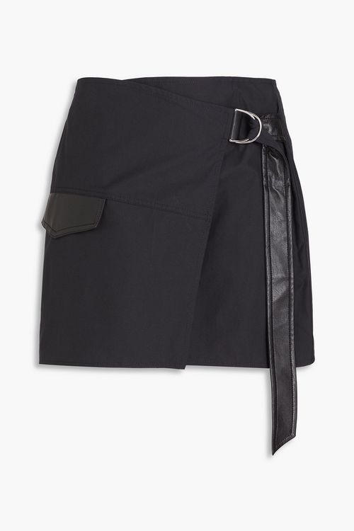 Cotton-poplin mini wrap skirt
