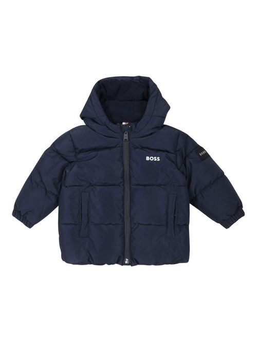 Logo-print padded jacket - Blue