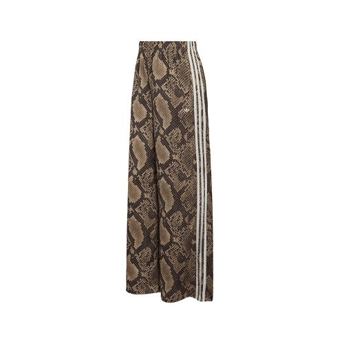 Satin Snake Print Wide Leg Track Pants