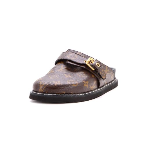 Cosy Flat Clog Mules Monogram Canvas and Leather