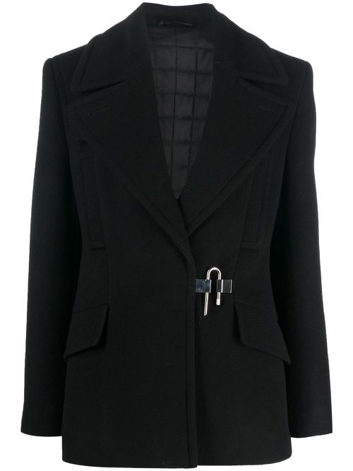 Double-breasted wool blazer - Black
