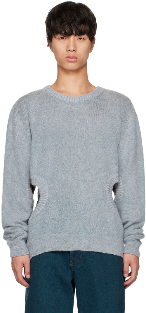 Khanh brice nguyen SSENSE Exclusive Gray Cutout Sweater