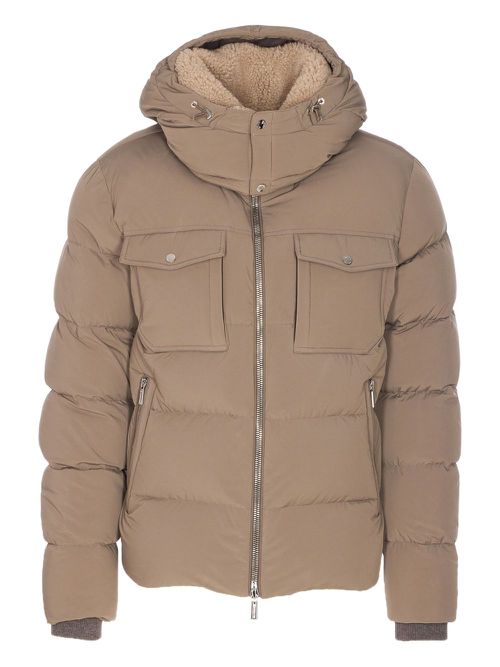 Padded detachable-hood jacket - Neutrals