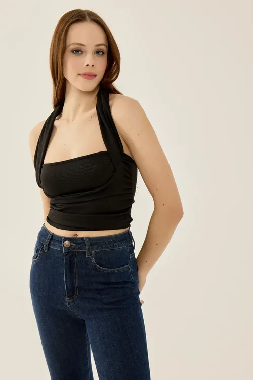Black Slim Fit Knitted Top Women