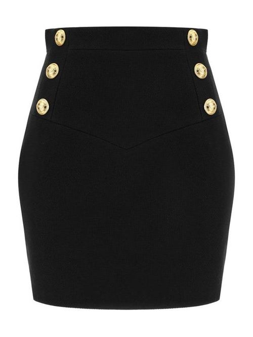 Button-detail high-waisted skirt - Black
