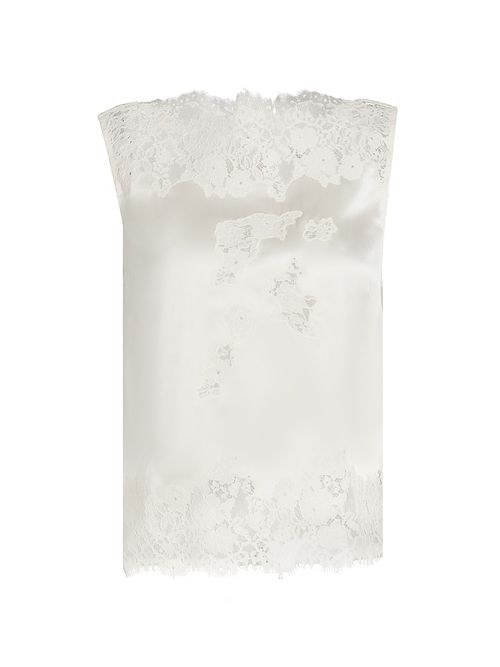 Women's Viviane Lace Silk Top - Sea Salt