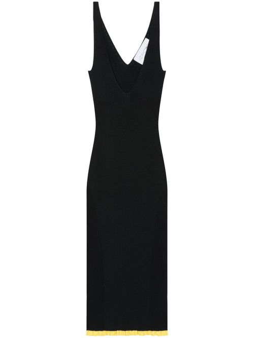 X Ester Manas V-neck ribbed midi dress - Black
