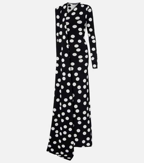 Polka-dot scarf-detail gown